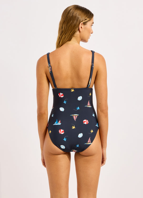 Beachclub V Neck One Piece Swimsuit