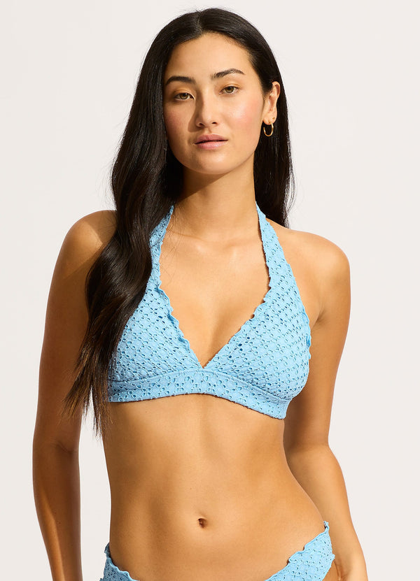Daydreamer Multi Fit Longline Triangle Bikini Top - Powder Blue