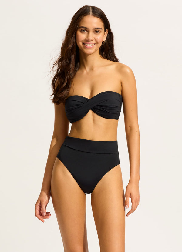 Seafolly Collective Twist Bandeau Bikini Top - Black