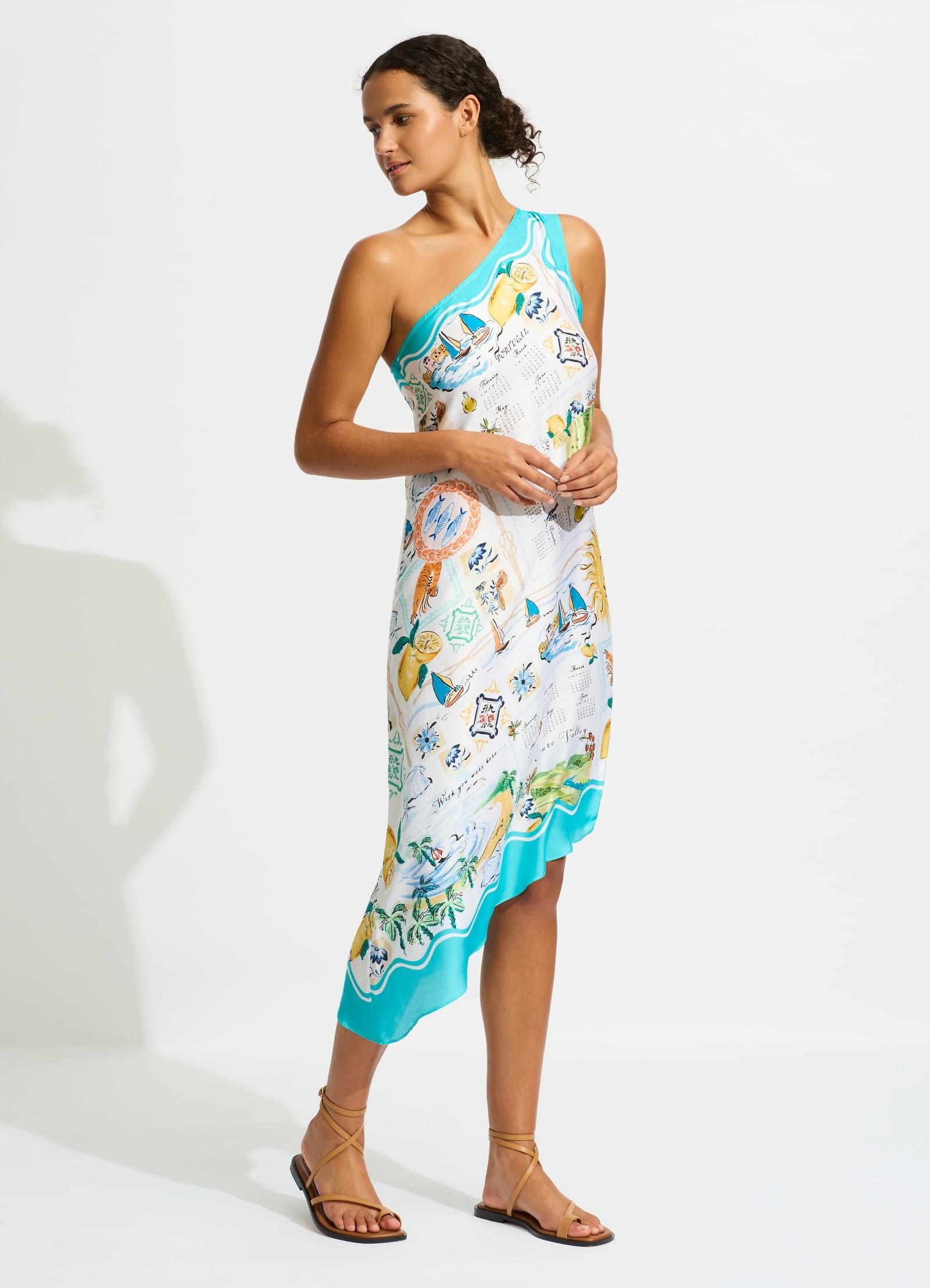 Wish You Were Here One Shoulder Midi Dress - Atoll Blue