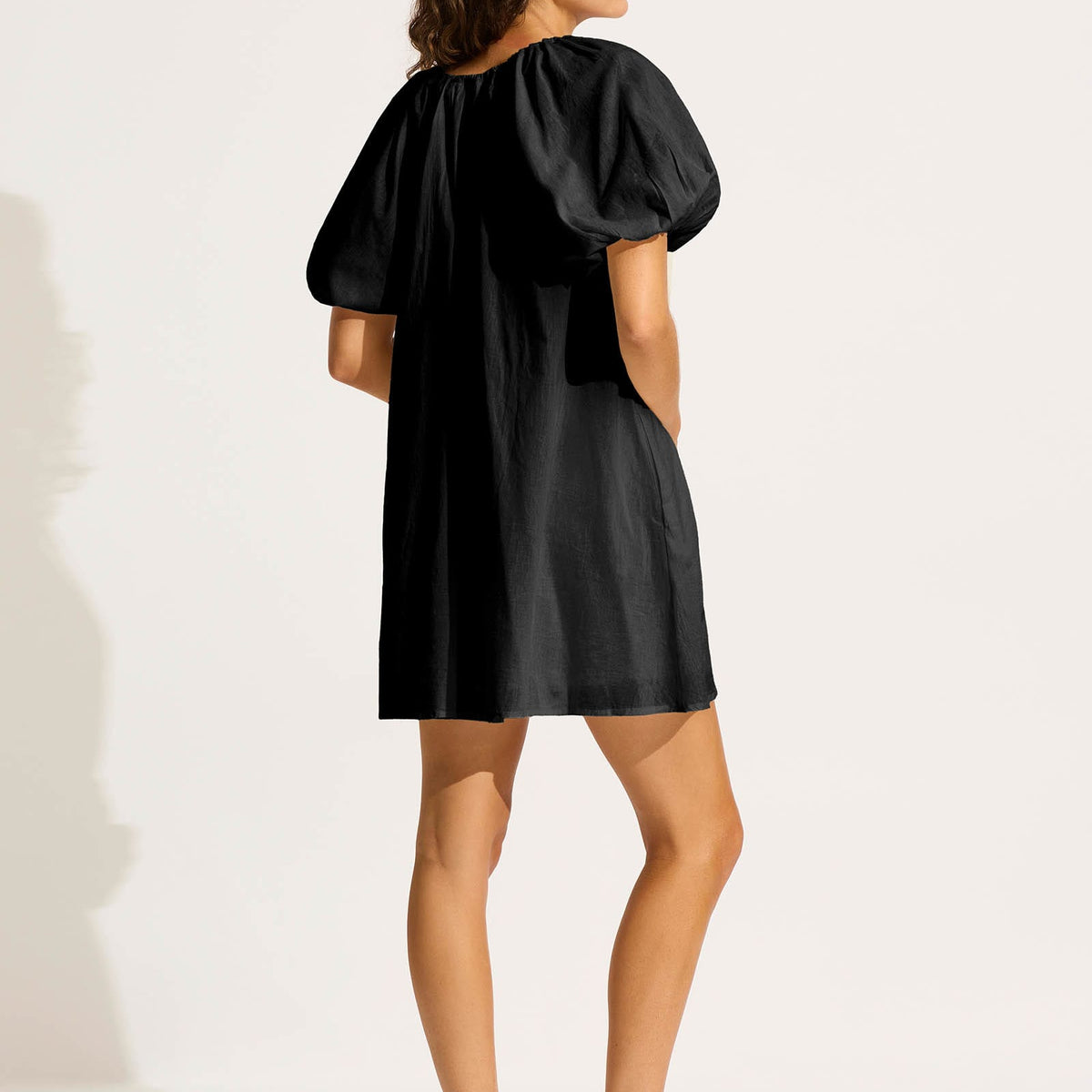 black palermo puff sleeve mini dress Mini Babydoll Dress