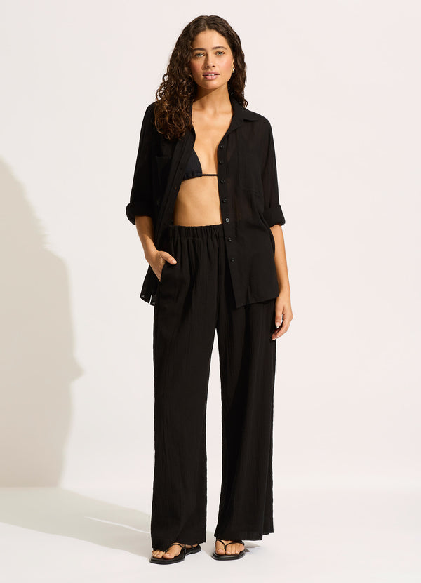 Crinkle Beach Pant - Black