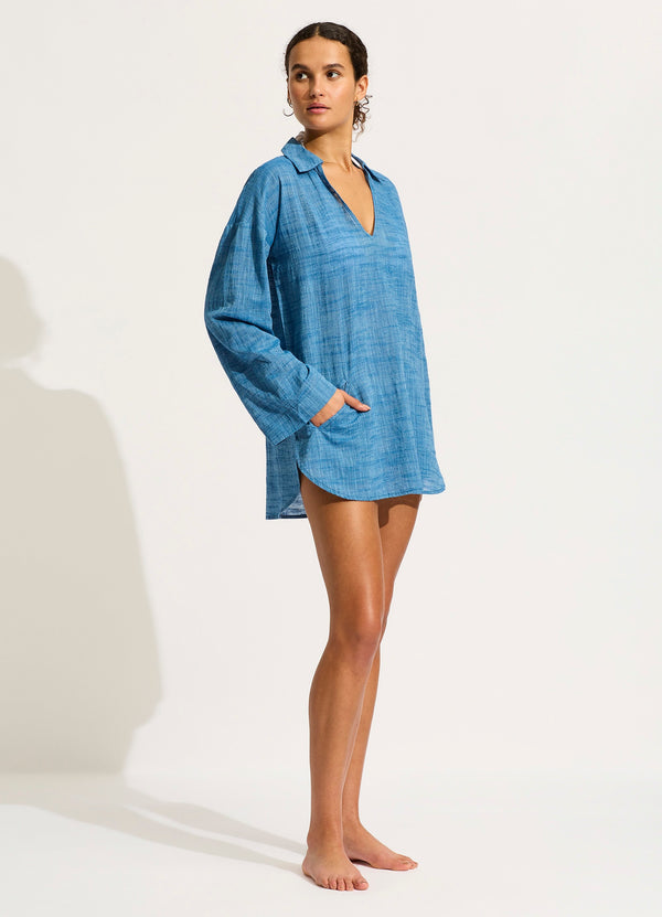 Longline Beach Shirt - Chambray