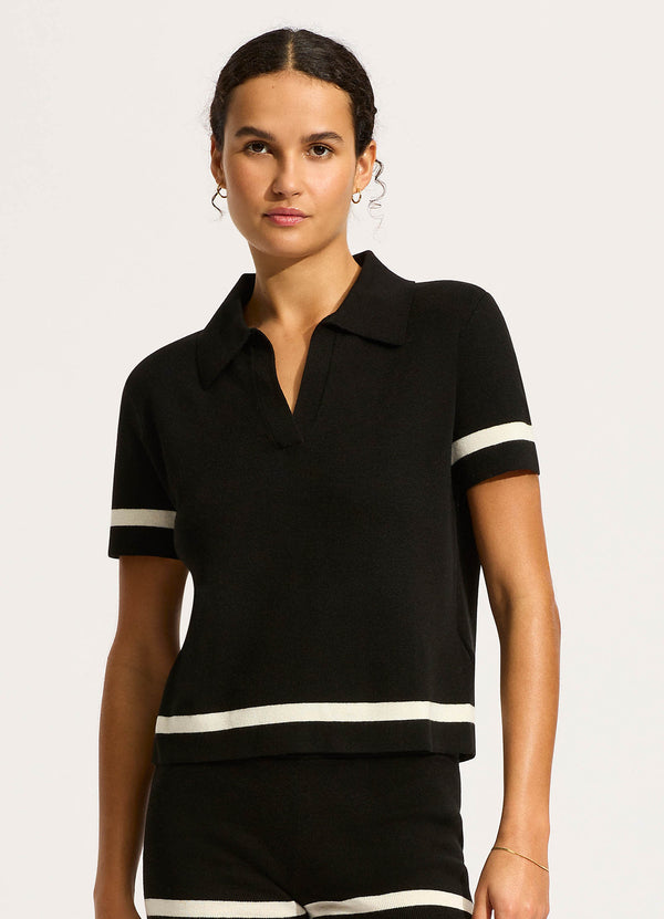 Knit Polo Shirt - Black