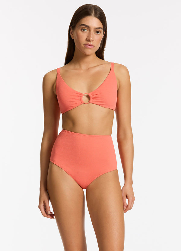 Alessia High Waist Bikini Bottom - Guava