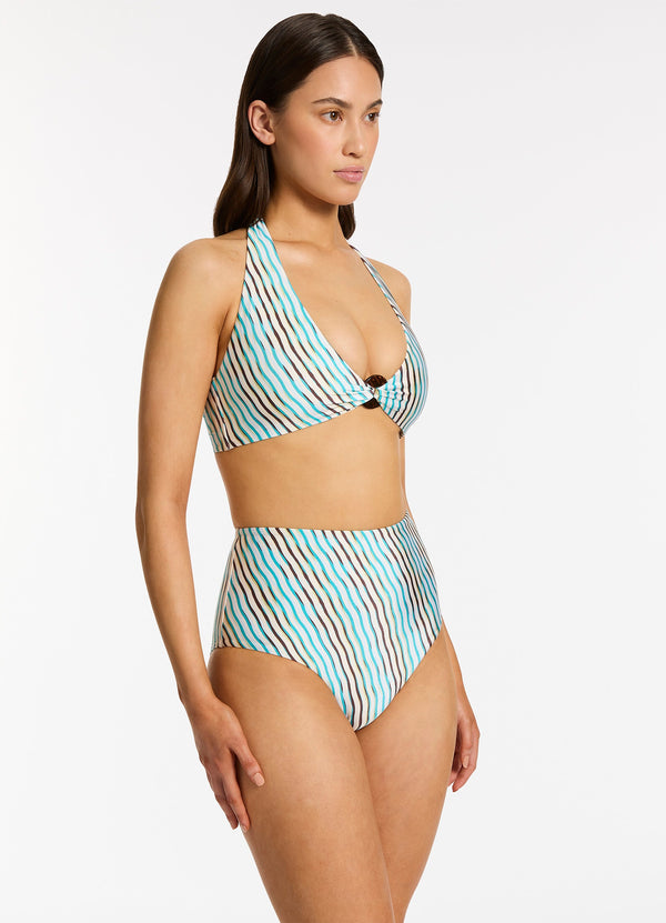 Lotus High Waist Bikini Bottom - Teal