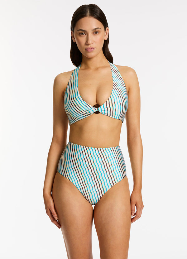 Lotus High Waist Bikini Bottom - Teal