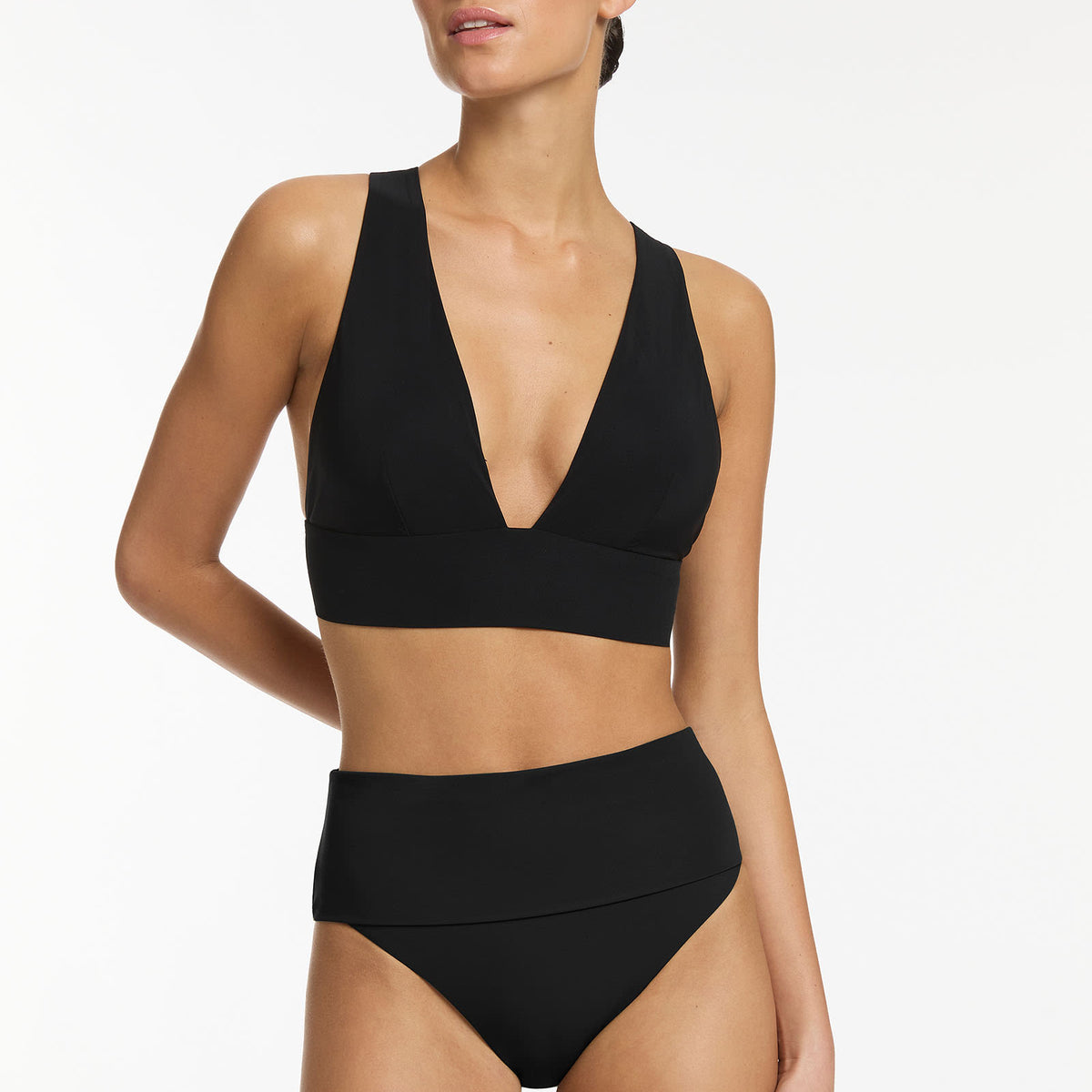 Insight Plisse Y2K Triangle Bikini Set - Black