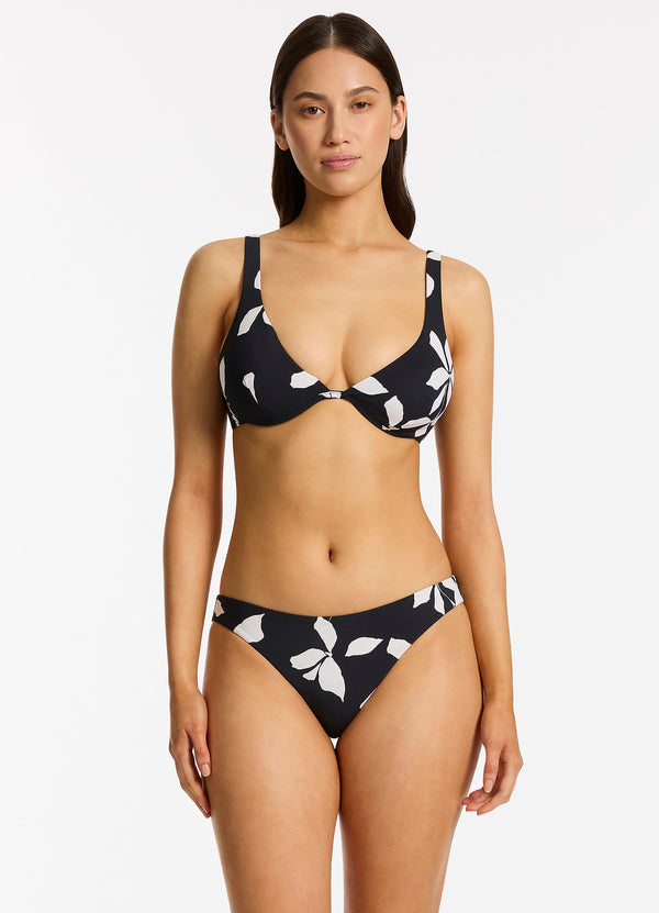 Elora Bloom Underwire Triangle Bikini Top - Black
