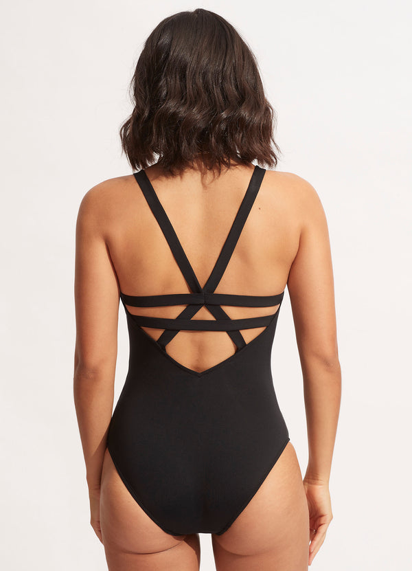 Seafolly Collective Deep V One Piece - Black