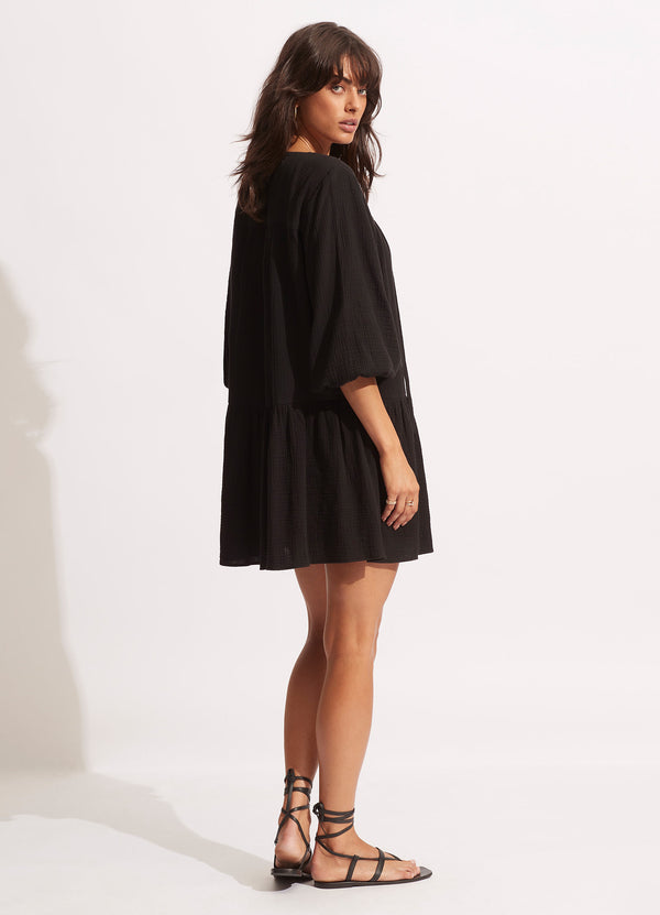 Fallow Textured Cotton Cover Up - Black