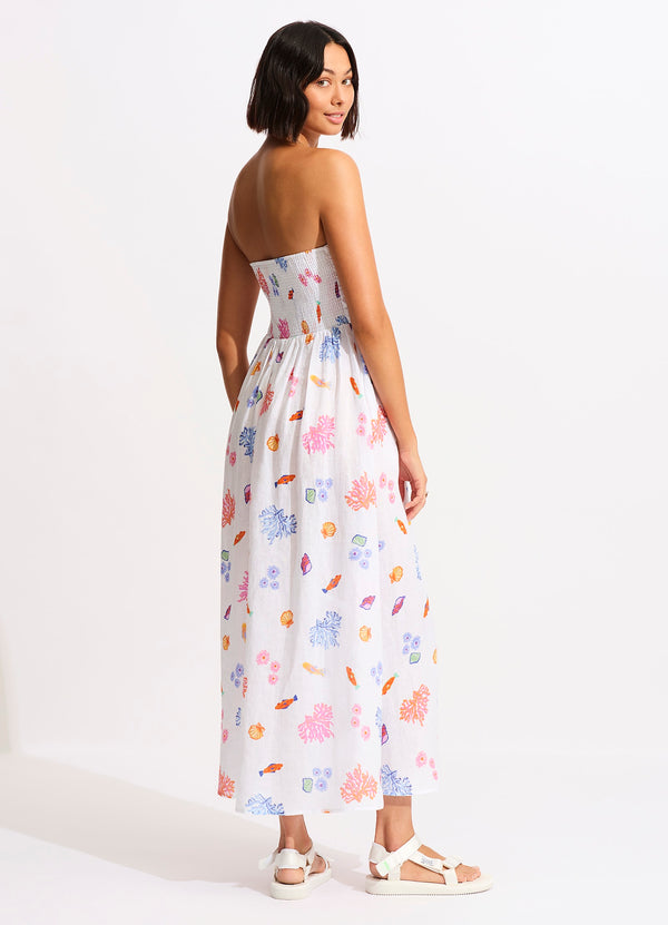 Under The Sea Strapless Maxi Dress - White