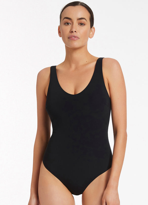 Jetset Scoop Back Plunge One Piece - Black