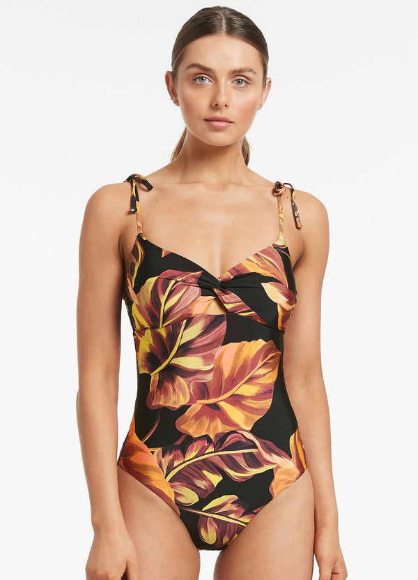 Palmas Twist Tank One Piece - Black