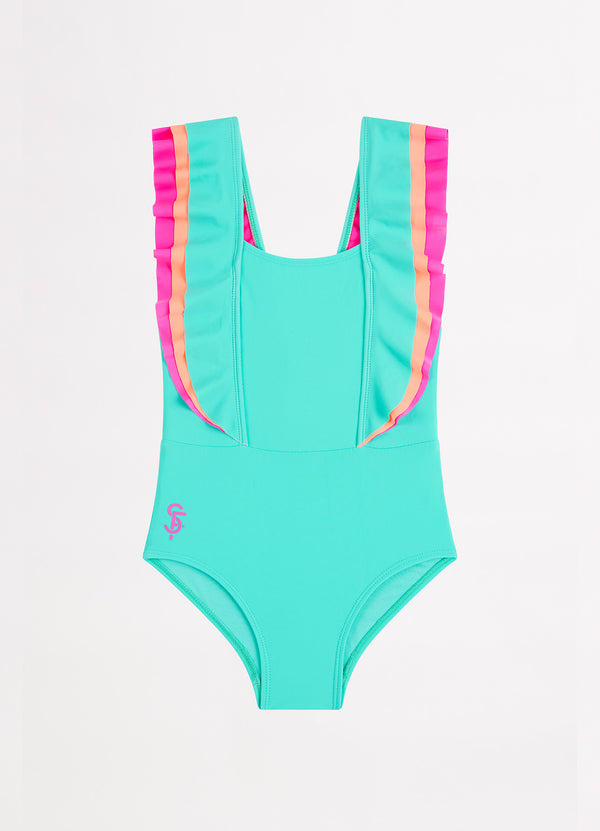 Essentials Girls Color Blocked One Piece - Splash