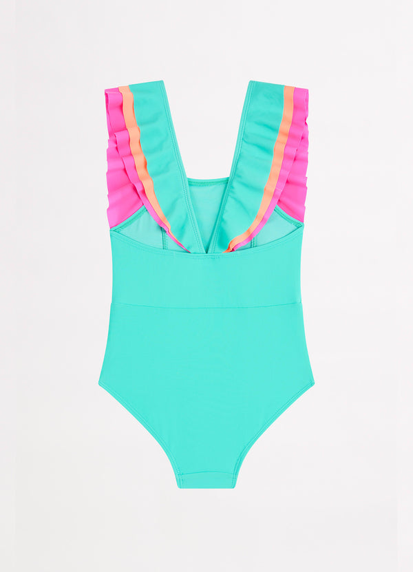 Essentials Girls Color Blocked One Piece - Splash