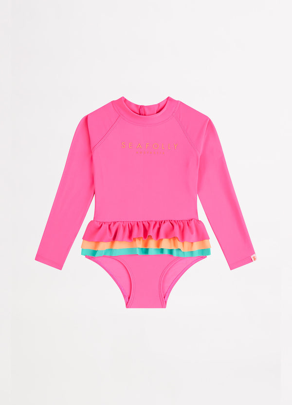 Essential Girls Color Blocked Paddlesuit - Peony