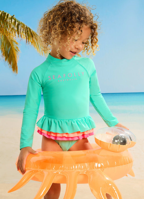 Essential Girls Color Blocked Paddlesuit - Splash