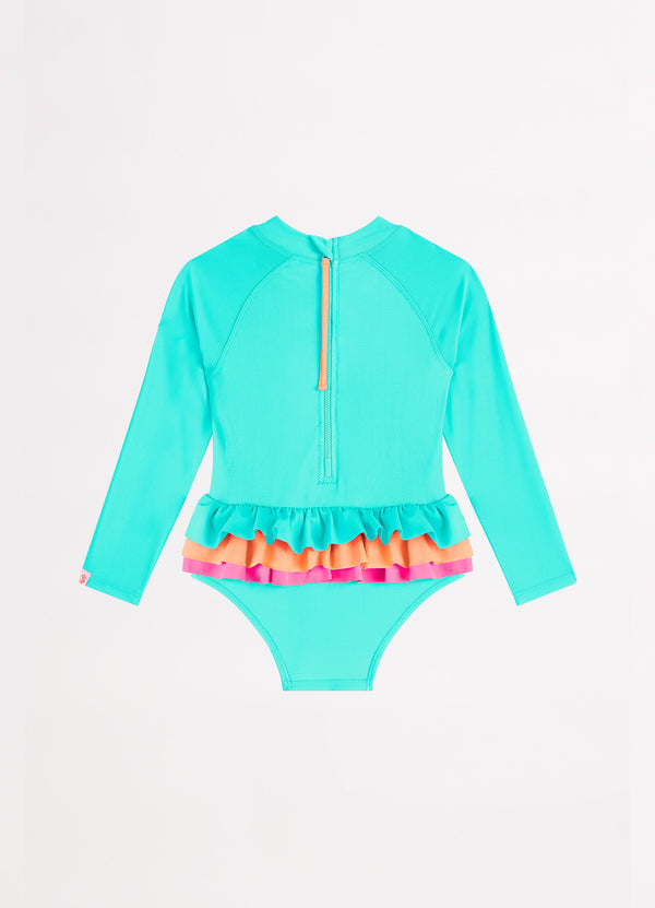 Essential Girls Color Blocked Paddlesuit - Splash