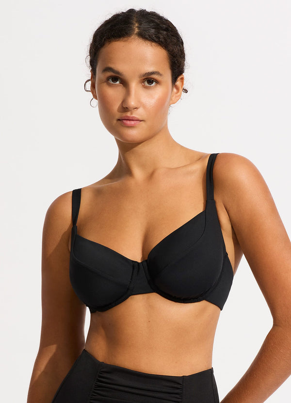 SF Collective Wrap Front F Cup Bra in Black