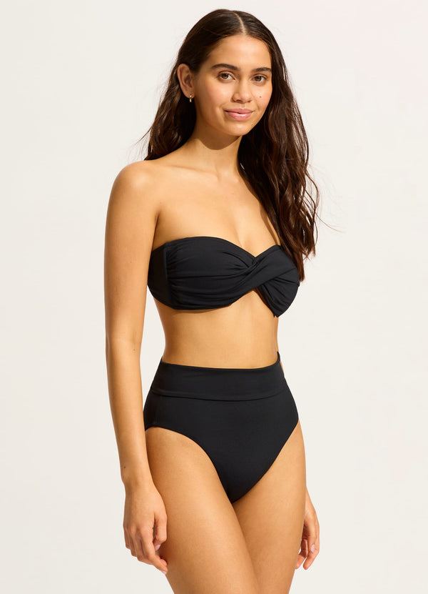 Seafolly Collective Roll Top Bikini Bottom - Black