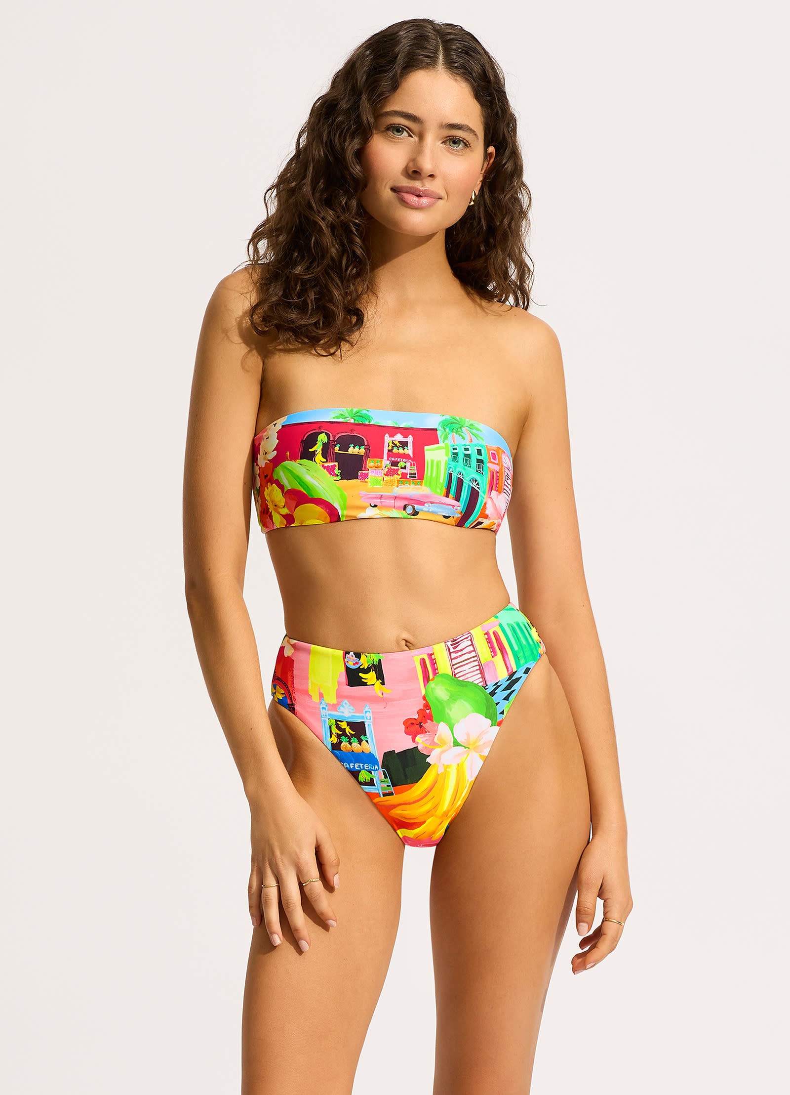 high waisted tube top bikini