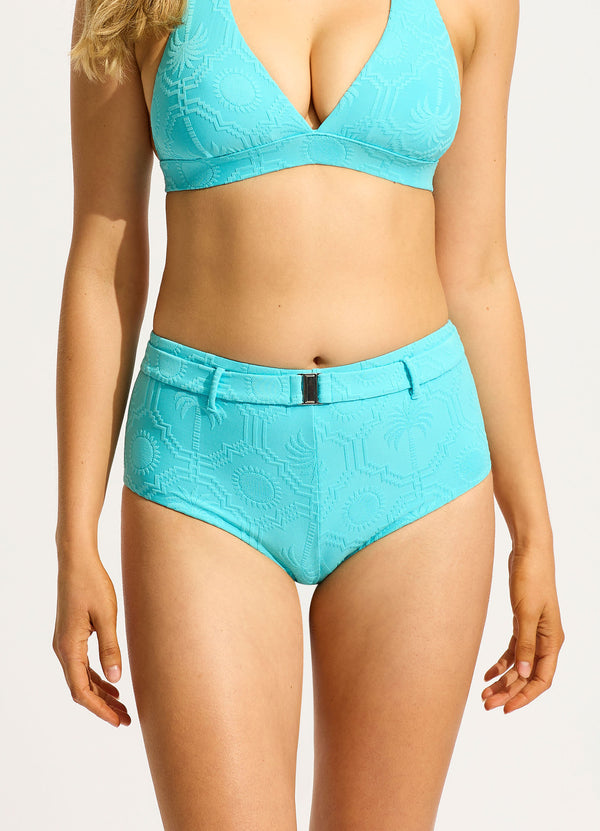 Oasis Belted Hollywood Boyleg Bikini Bottom - Atoll