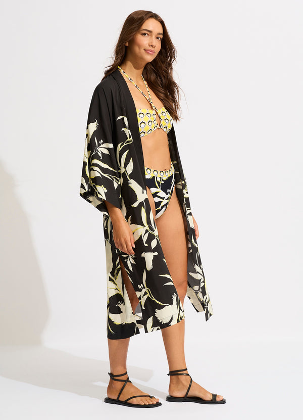 Birds Of Paradise Kimono - Black