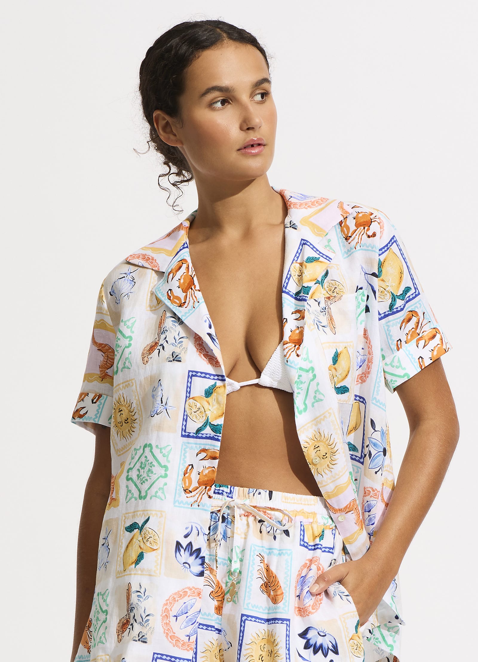 Wish You Were Here Short Sleeve Shirt - Atoll Blue – Seafolly US