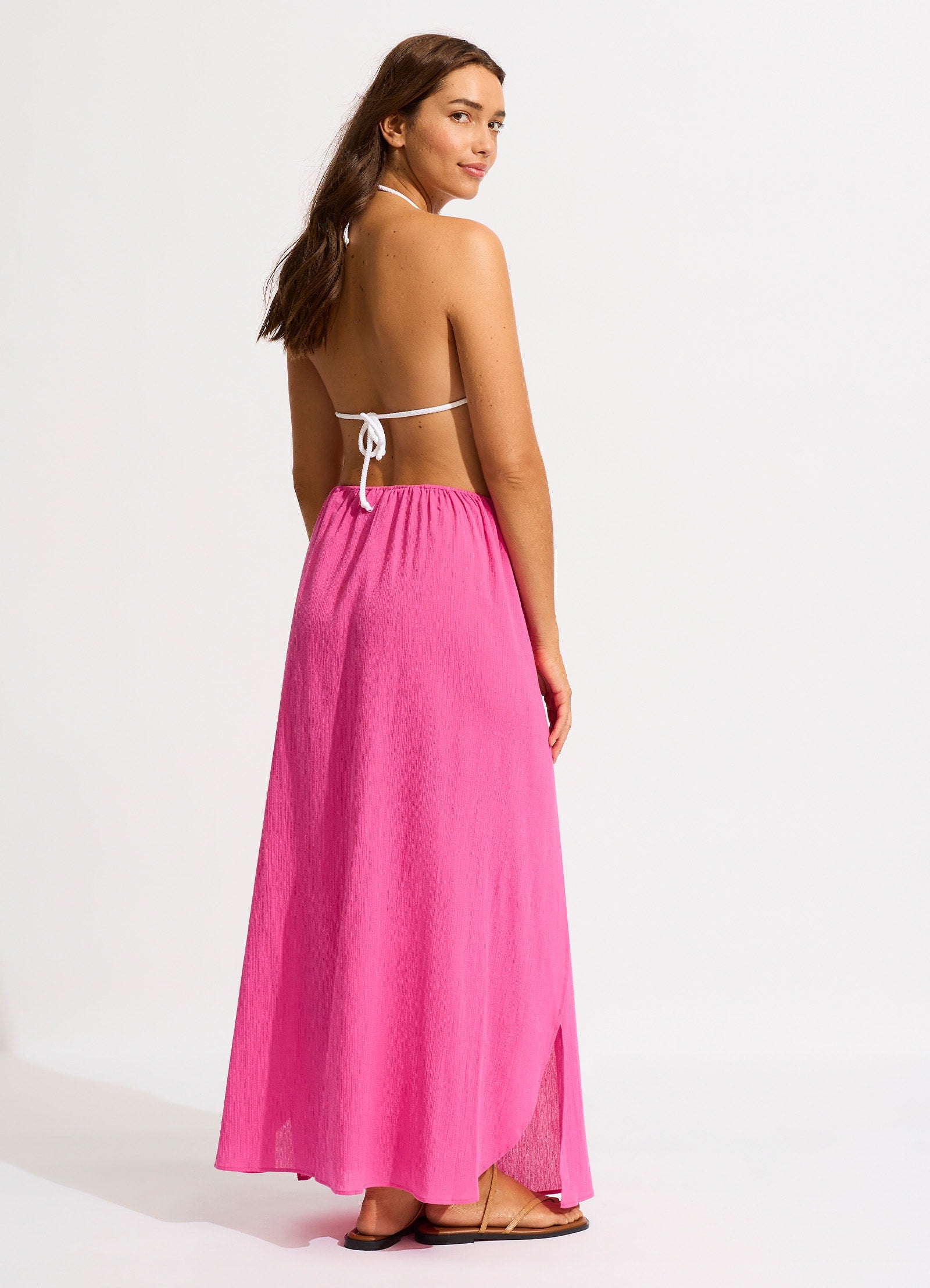 Hot pink high waisted maxi skirt best sale