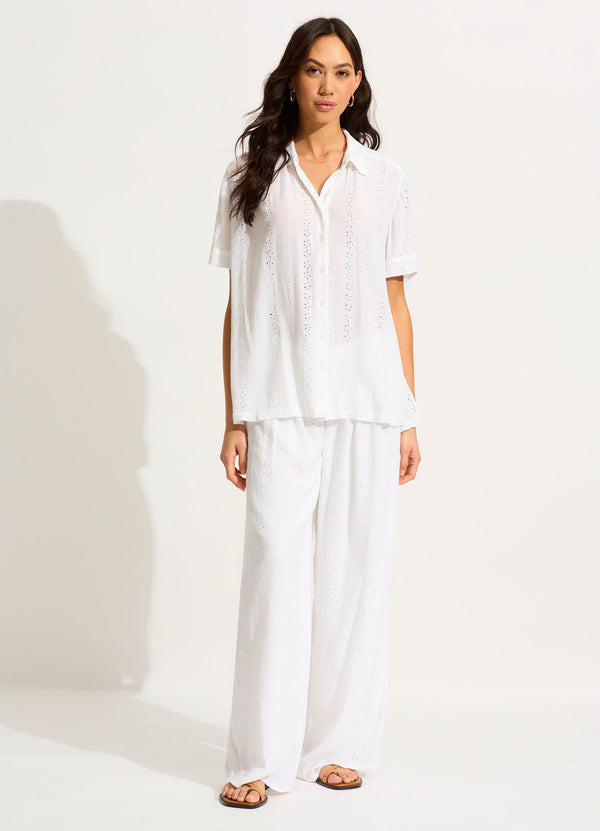 Broderie Pant - White