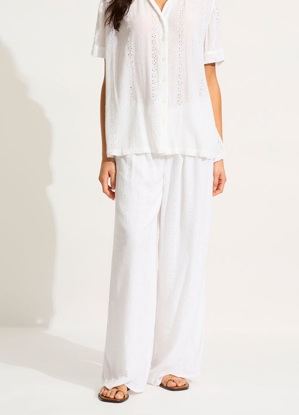 Broderie Pant - White