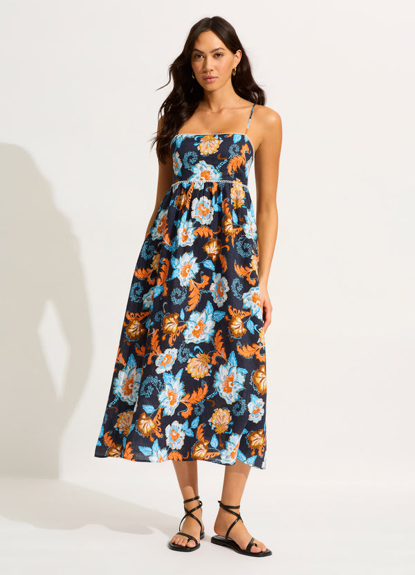 Spring Festival Midi Dress - True Navy