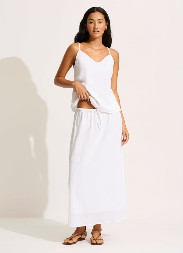 Crinkle Maxi Skirt - White