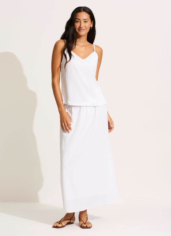 Crinkle Maxi Skirt - White