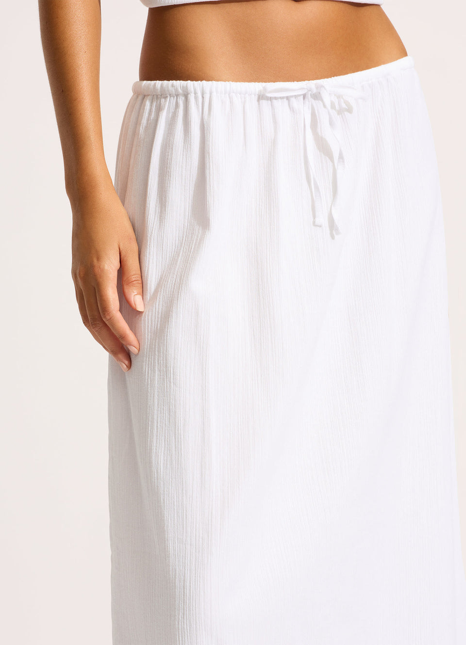 Crinkle Maxi Skirt White