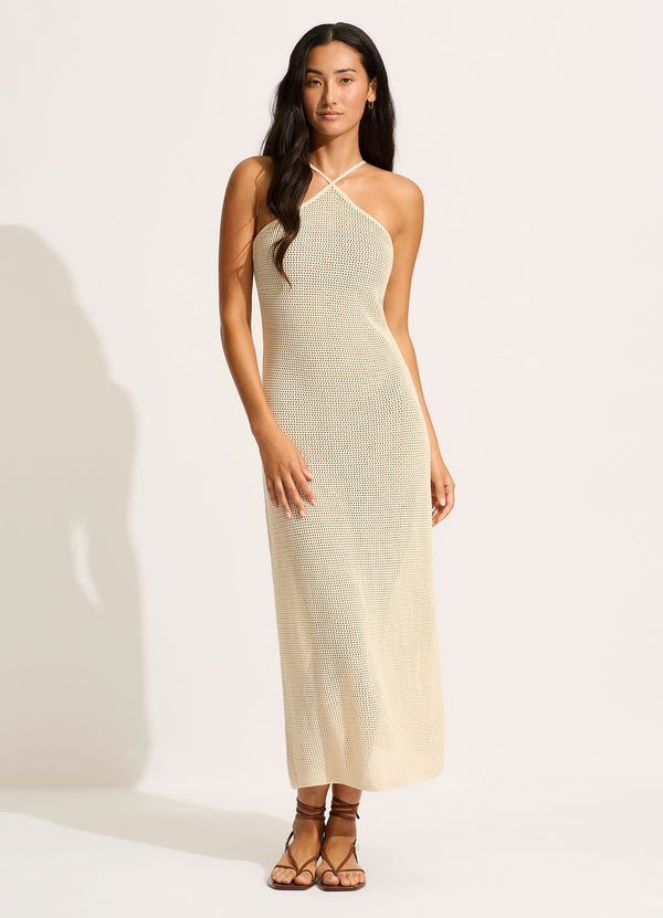 Isla Palm Knit Maxi Dress - Ecru Seafolly US Isla Palm Knit Maxi Dress - Ecru Seafolly US