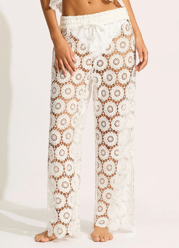 Secret Garden Side Split Pant - White