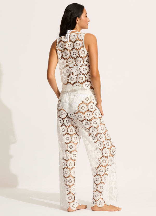 Secret Garden Side Split Pant - White