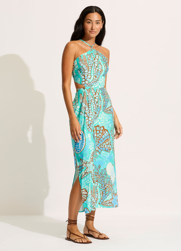 La Mer Cut Out Maxi Dress - Aquatic Blue Seafolly US La Mer Cut Out Maxi Dress - Aquatic Blue Seafolly US