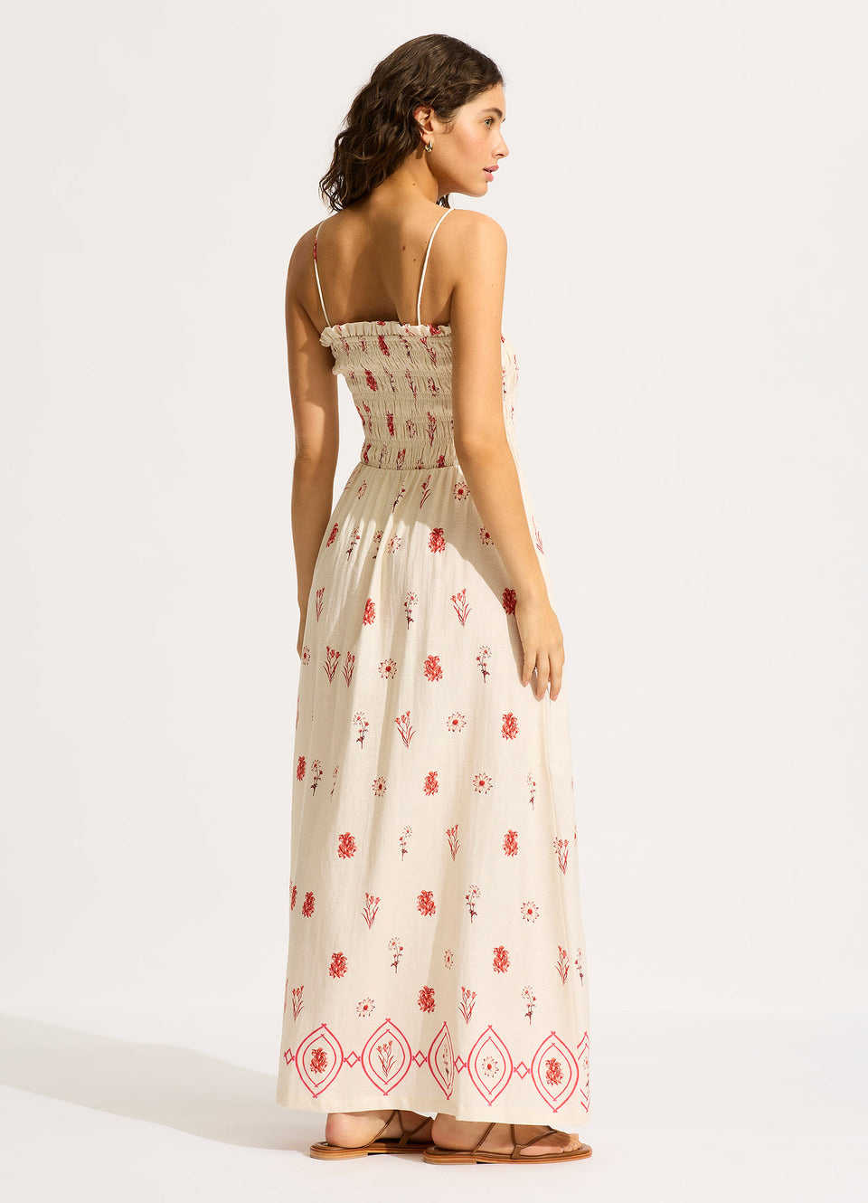 knee length dresses for ladies Marbella Shirred Maxi Dress