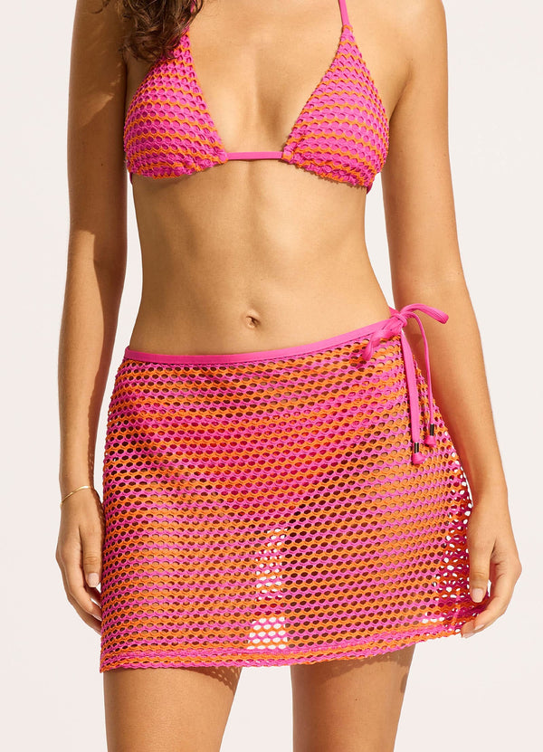 Mesh Effect A-Line Skirt - Hot Pink