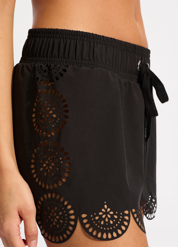 Lulu Scalloped Boardshort - Black