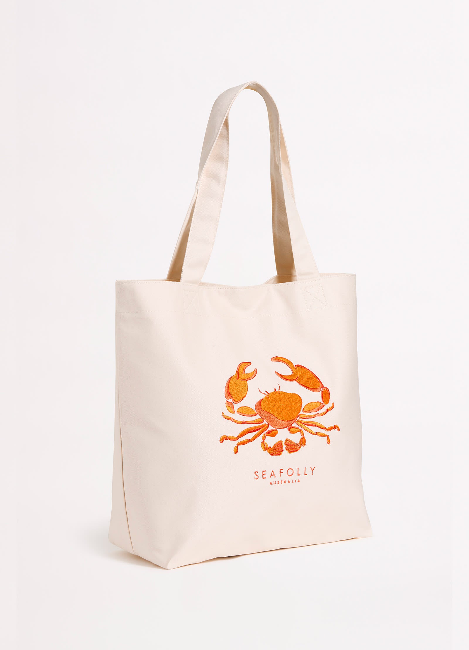 Wish You Were Here Embroidered Tote Bag - Crab Orange – Seafolly US