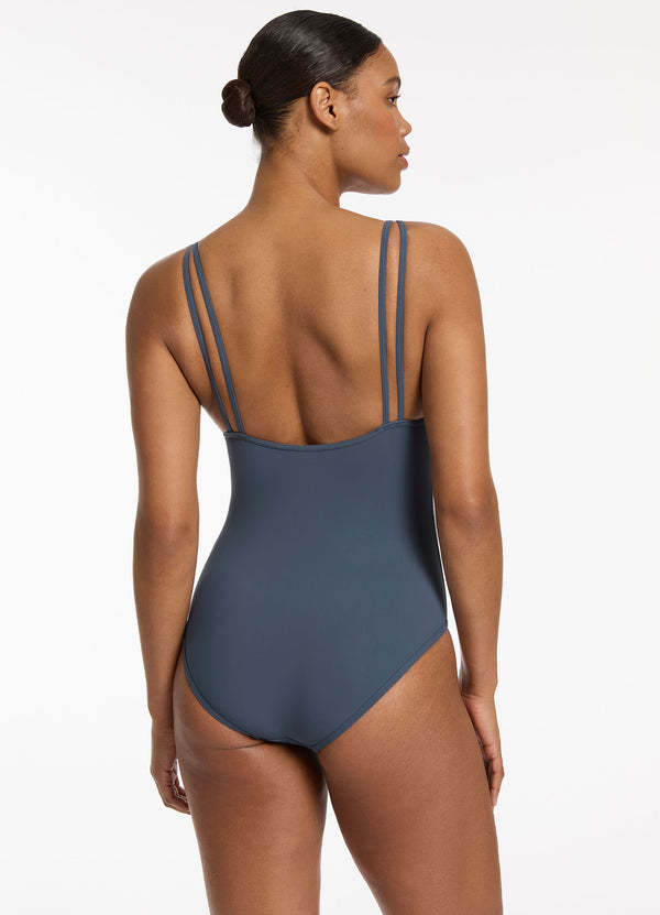 Jetset Double Strap One Piece - Steel Blue