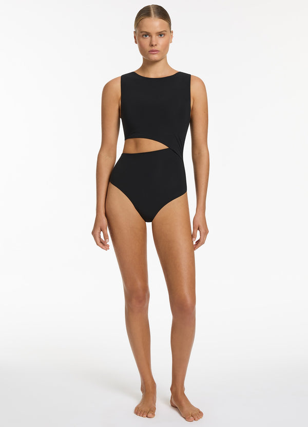 Jetset Cut Out Tank One Piece - Black – Seafolly US