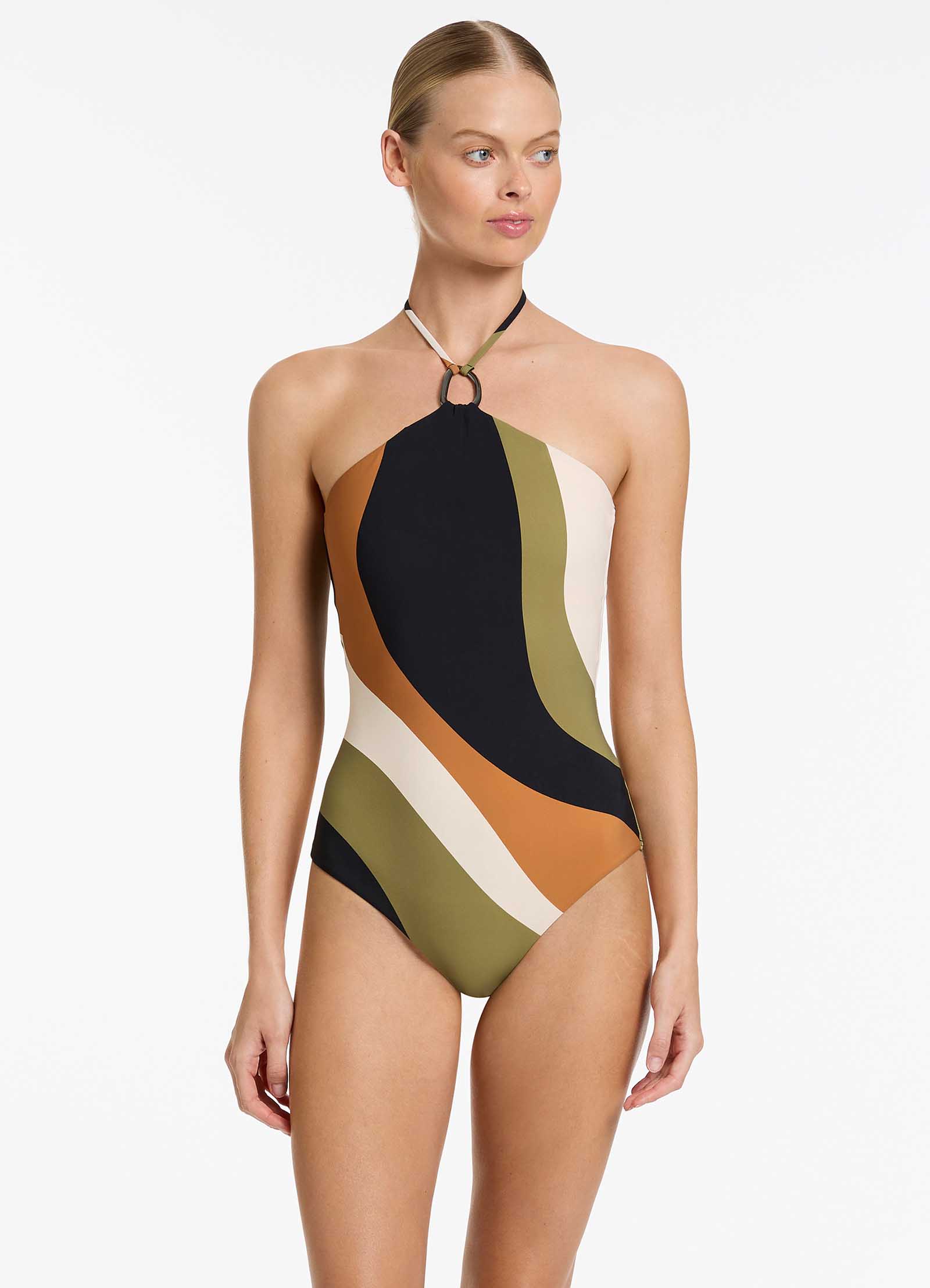 High neck halter swimsuit online