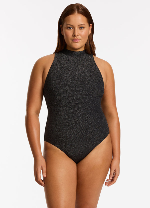 Tirari Nights High Neck One Piece - Black