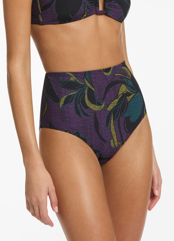 Midnight Tropical High Waist Bikini Bottom - Amethyst – Seafolly US