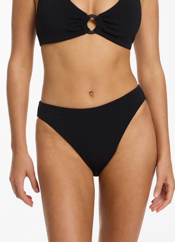 Isla Rib High Leg Bikini Bottom - Black – Seafolly US